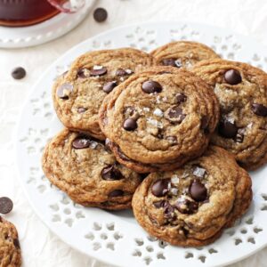 Chewy on the inside and crispy around the edges, these easy coconut oil espresso chocolate chip cookies are impossible to resist! And no mixer required! Filled with dark chocolate chips, melted coconut oil and a touch of espresso powder! Excellent for the holidays or any day of the week!