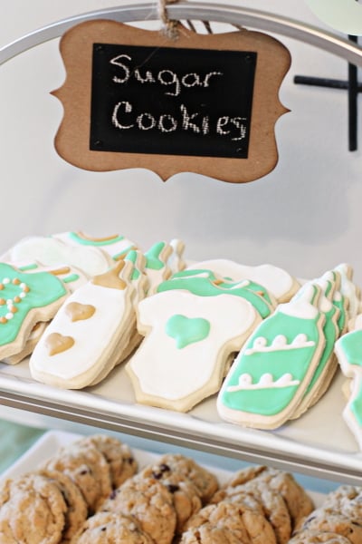 Vanilla Bean Sugar Cookies on a two tiered serving platter.