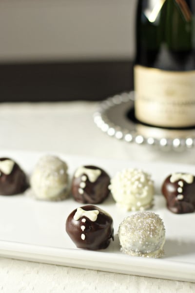 Wedding Truffles on a white serving platter.