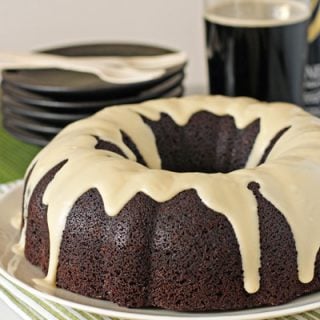 Chocolate stout cake with cream cheese glaze