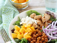 Chicken, Chickpea and Mango Salad with Cumin Lime Dressing | cookiemonstercooking.com