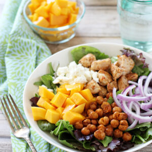 Chicken, Chickpea and Mango Salad with Cumin Lime Dressing | cookiemonstercooking.com