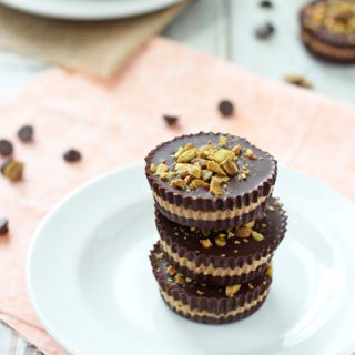 Dark Chocolate and Pistachio Almond Butter Cups | cookiemonstercooking.com