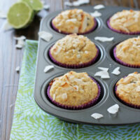 Lime, Dark Chocolate and Coconut Muffins | cookiemonstercooking.com