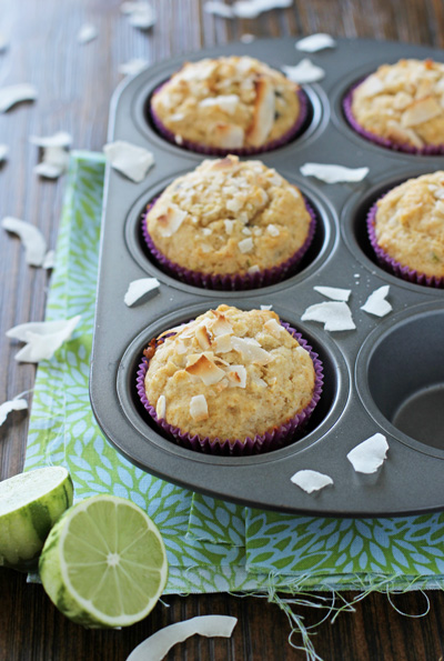 Chocolate Lime Muffins in a muffin tin.