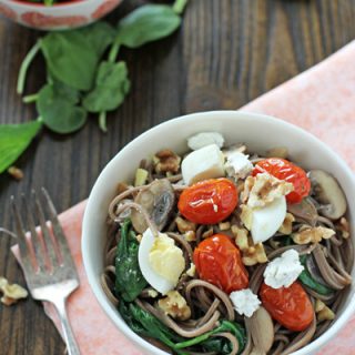 Soba Noodles with Roasted Tomatoes, Mushrooms and Eggs | cookiemonstercooking.com