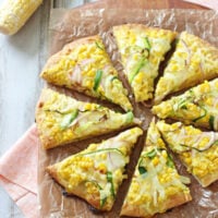 Fresh Corn and Zucchini Pizza with Gouda | cookiemonstercooking.com