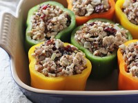 Turkey, Wild Rice and Cranberry Stuffed Peppers | cookiemonstercooking.com