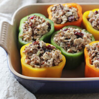 Turkey, Wild Rice and Cranberry Stuffed Peppers | cookiemonstercooking.com