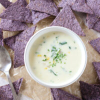 Fontina Cheese Dip with Corn and Kale | cookiemonstercooking.com