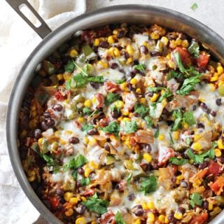 Skillet Mexican Brown Rice Casserole | cookiemonstercooking.com