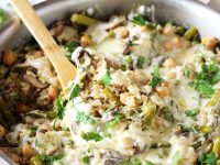 Skillet Spring Vegetable Brown Rice Casserole | An easy, one-pan veggie packed dish!