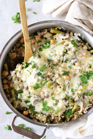 Skillet Spring Vegetable Brown Rice Casserole - Cook Nourish Bliss