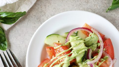 cucumber salad with green goddess dressing Green Goddess Cucumber Tomato Salad