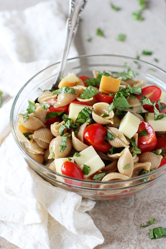 Smoked Mozzarella Caprese Pasta Salad - Cook Nourish Bliss