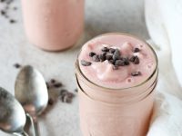 Recipe for dairy free creamy watermelon coconut milkshakes. With frozen watermelon, coconut milk, maple syrup and vanilla! Vegan! A fun summer treat!