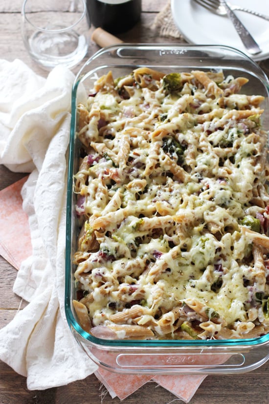 Roasted Brussels Sprout and Bacon Baked Pasta Cook Nourish Bliss