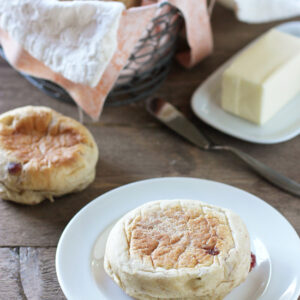 Recipe for homemade cranberry walnut english muffins. Make this store-bought holiday staple at home! With whole wheat flour, dried cranberries and walnuts!
