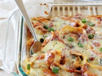 Flavorful, cheesy sweet potato and kale stuffed shells - a great make-ahead recipe! Filled with sweet potato, kale and red pepper!
