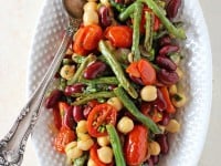 A simple & satisfying three bean salad! Filled with roasted green beans and tomatoes! Finished with fresh herbs and a delightful honey mustard dressing!