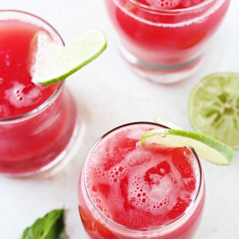 Easy and so refreshing, this watermelon basil agua fresca is perfect for summer! With just four ingredients (including water!). With no added sugar!
