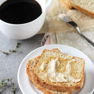 Bright and herby, this lemon thyme english muffin bread makes for the best toast! Simple & no knead, you’ll have homemade bread in no time!