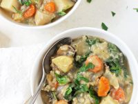 Hearty and comforting, this slow cooker creamy veggie & wild rice soup is like a hug in a bowl! And it’s healthy too!