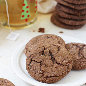 Perfectly soft & chewy whole wheat gingerbread cookies! Made with healthier swaps but still out of this world good! A holiday staple!