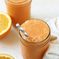This cold busting orange carrot smoothie is nourishing, zippy and creamy! Packed with vitamins, it will help keep your immune system healthy!