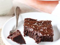Sweet and salty dark chocolate avocado brownies! One bowl, perfectly fudgy and ready to bake in 15 minutes or less!
