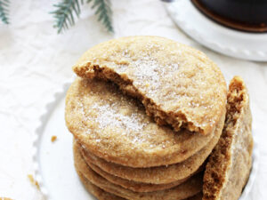 Soft & chewy cardamom spice cookies! These easy cookies taste like a cross between a classic sugar cookie and a snickerdoodle! Perfect for christmas and the holidays! And dairy free!
