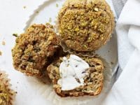 Healthier pistachio muffins! Easy and simple to make, this homemade version is so much better than the kind from the store! Moist, fluffy and packed with wholesome ingredients like whole wheat flour, greek yogurt and honey! Excellent for snacking!