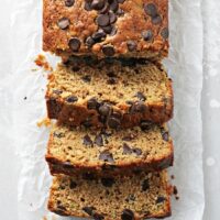 A sliced up loaf of Dairy Free Zucchini Bread.