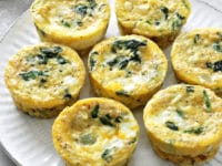 A white plate filled with Dairy Free Egg Muffins.