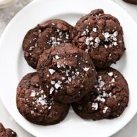 A white plate filled with Dairy Free Chocolate Cookies.