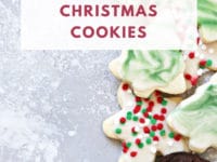 Dairy Free Christmas Cookies on a grey background with text overlay.