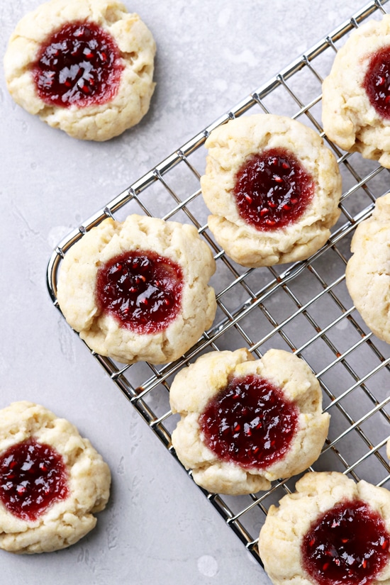 Dairy Free Jam Drops on a cooling rack.