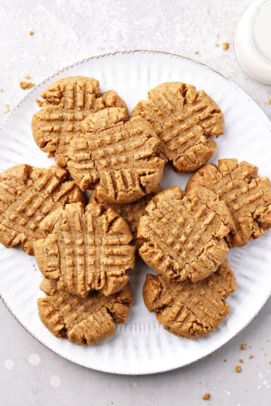 A plate filled with Non Dairy Peanut Butter Cookies.