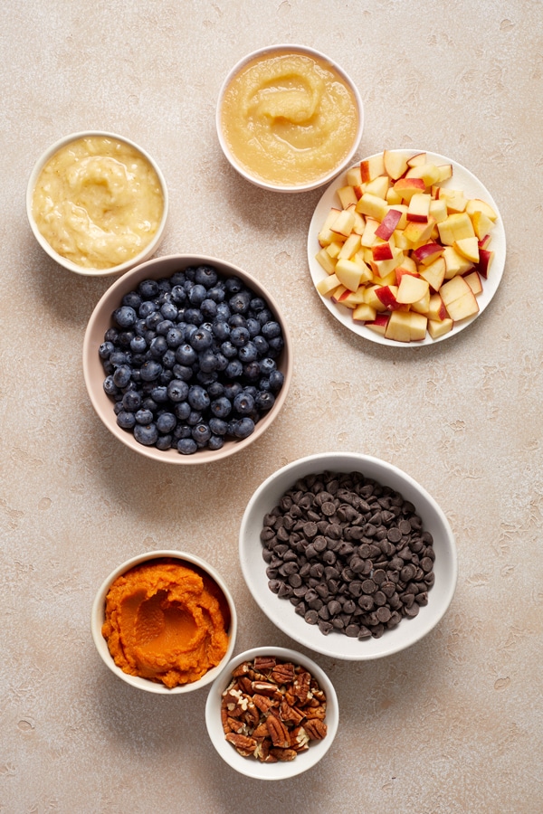 Mix-in ingredients in small bowls.