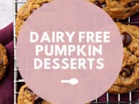 Pumpkin cookies with Dairy Free Pumpkin Desserts text overlay.
